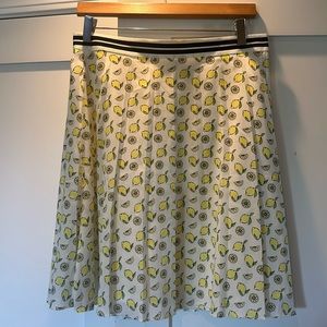 J crew preppy lemon white pleated skirt size 8